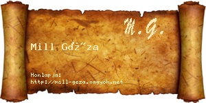 Mill Géza névjegykártya